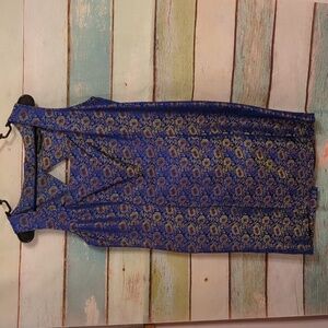 Mark Ferrel Blue & Gold Dress